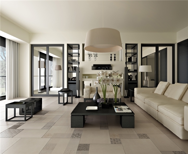 现代仿古砖随意铺贴效果图