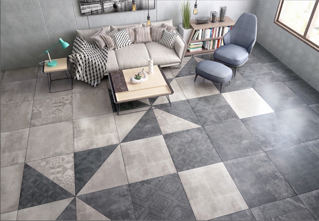 现代仿古砖客厅装修效果图