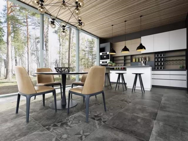 现代仿古砖饭厅装修效果图