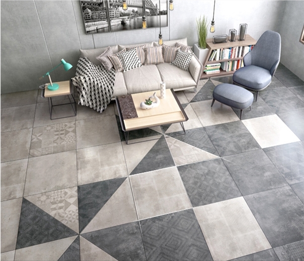 现代仿古砖工业风铺贴效果图