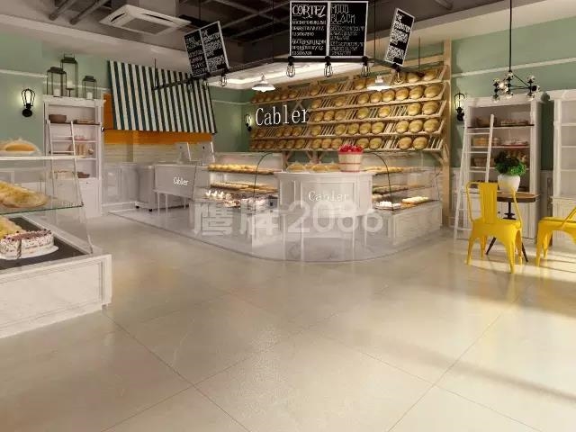 现代仿古砖面包店装修效果图