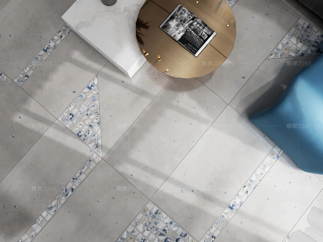 鹰牌2086现代砖，青花，绽放在现代艺术上的一抹蓝