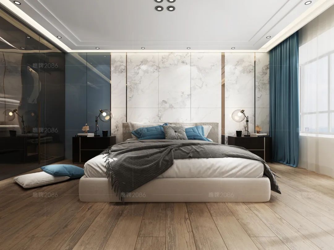 鹰牌2086现代砖，青花，绽放在现代艺术上的一抹蓝