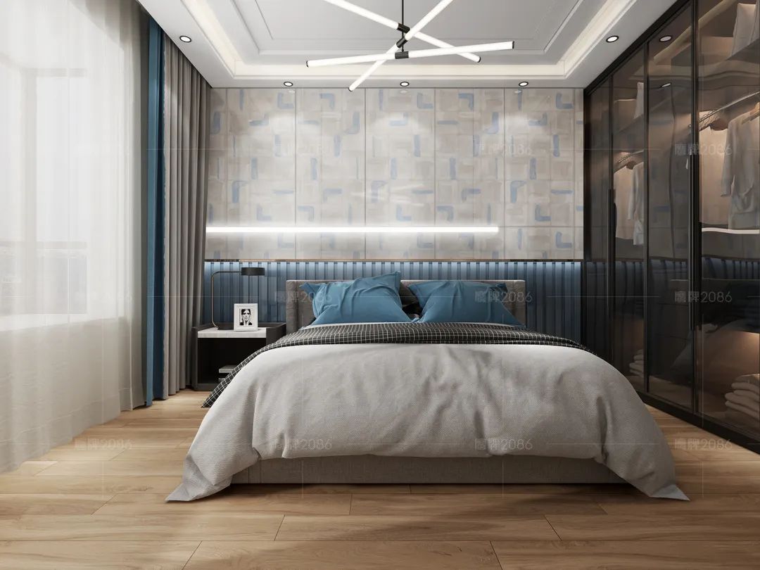 鹰牌2086现代砖，青花，绽放在现代艺术上的一抹蓝