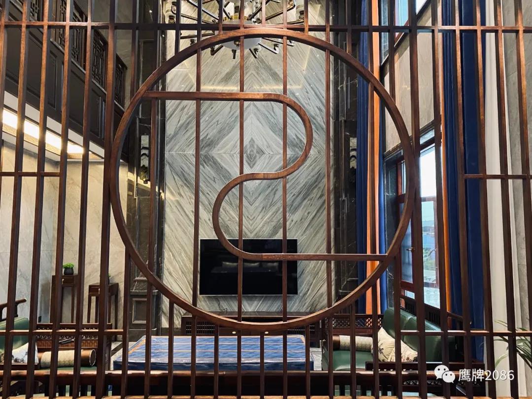 新中式别墅 | 750×1500mm黄金大板打造向往的“桃花源”